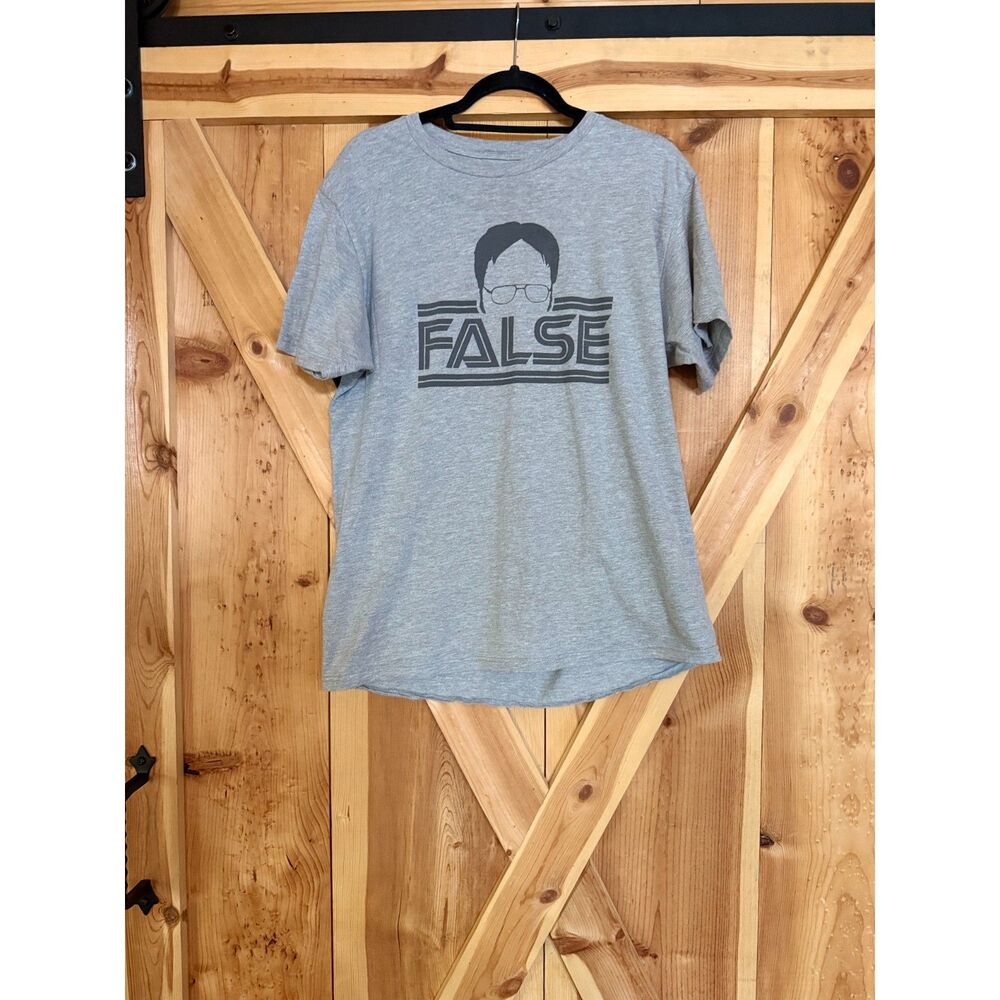 The Office Dwight Schrute False T-Shirt Graphic Tee Dunder Mifflin Sz L Funny